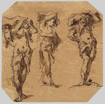 GASPARE DIZIANI, Three Studies of a Standing Porter, pen and wash